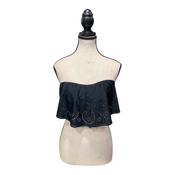 Xhilaration Black Ruffle Bandeau Bikini Top - Picture 9 of 16